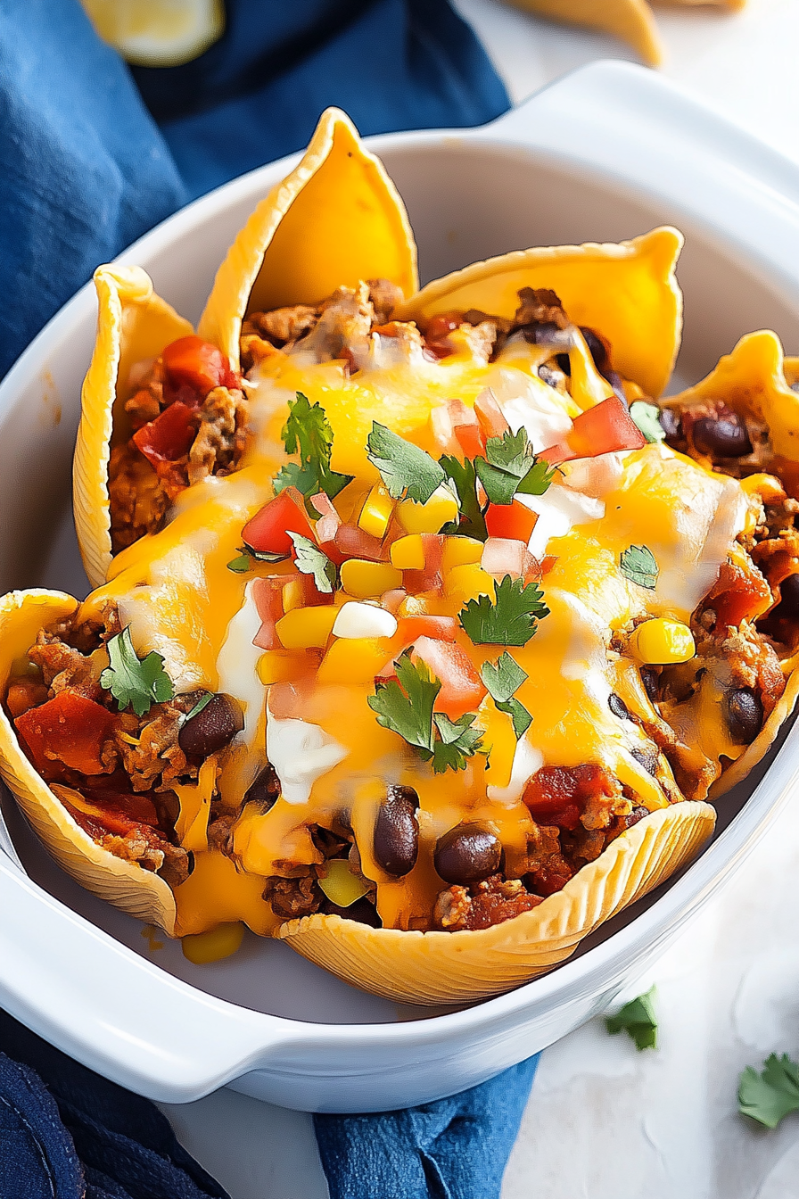 Baked taco shells in casserole