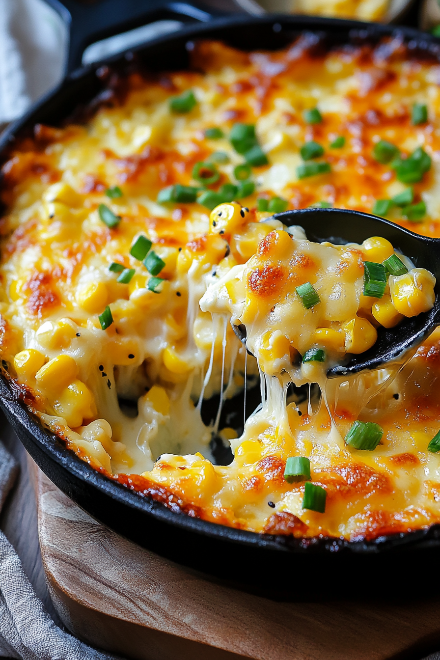 Freshly baked Korean Corn Cheese dish