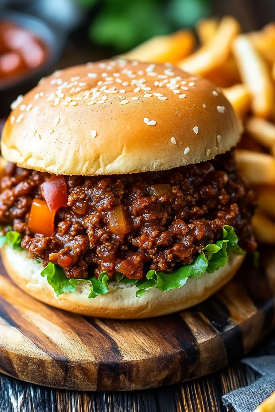 Spoon scooping Homemade Sloppy Joe mixture