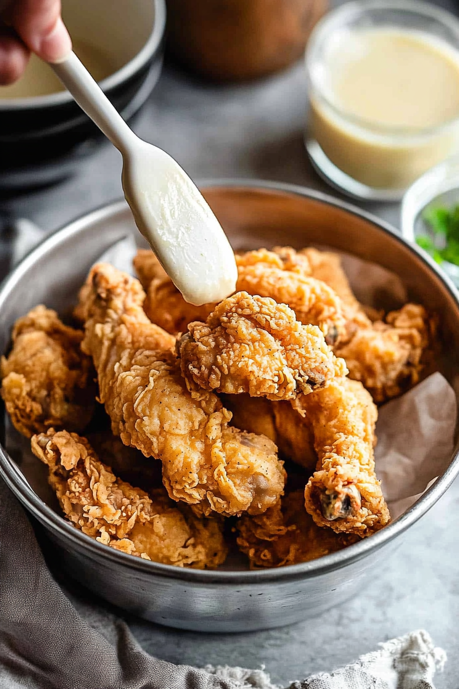 Family-friendly fried chicken spread