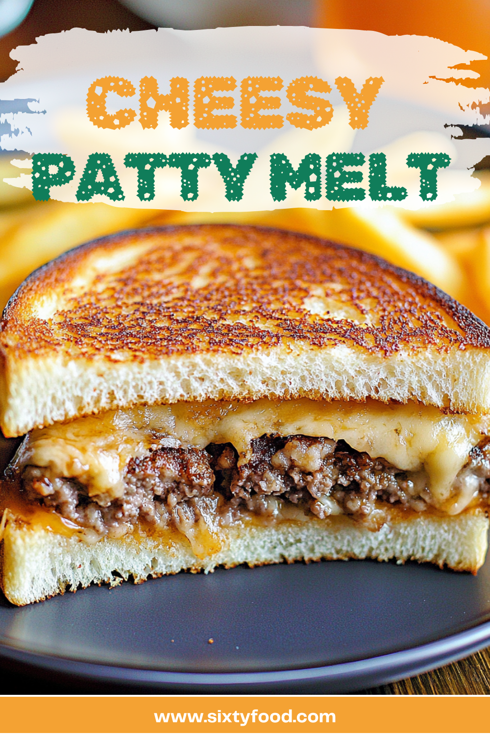 Final Cheesy Patty Melt in skillet