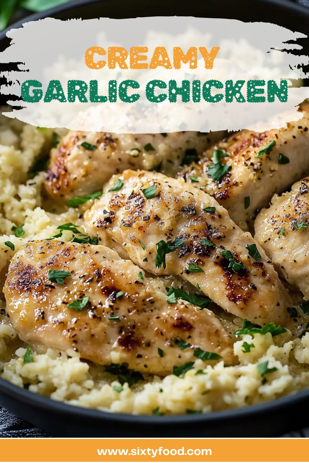 Cubed Creamy Garlic Chicken sizzling in butter