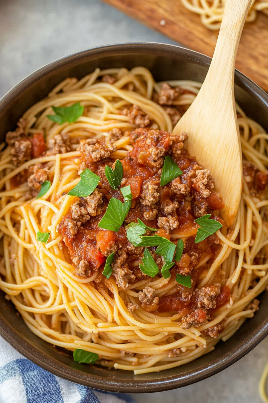 Browning ground beef in skillet