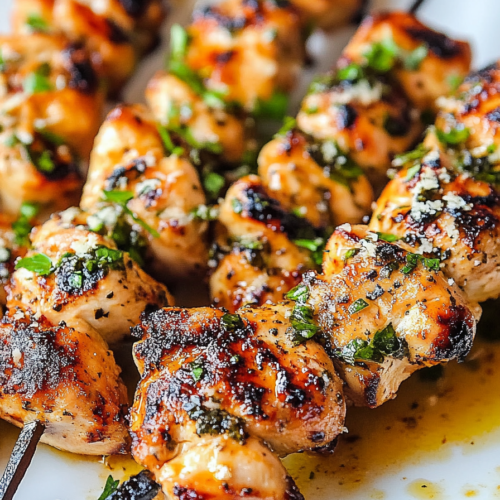 Seasoned chicken chunks ready to skewer