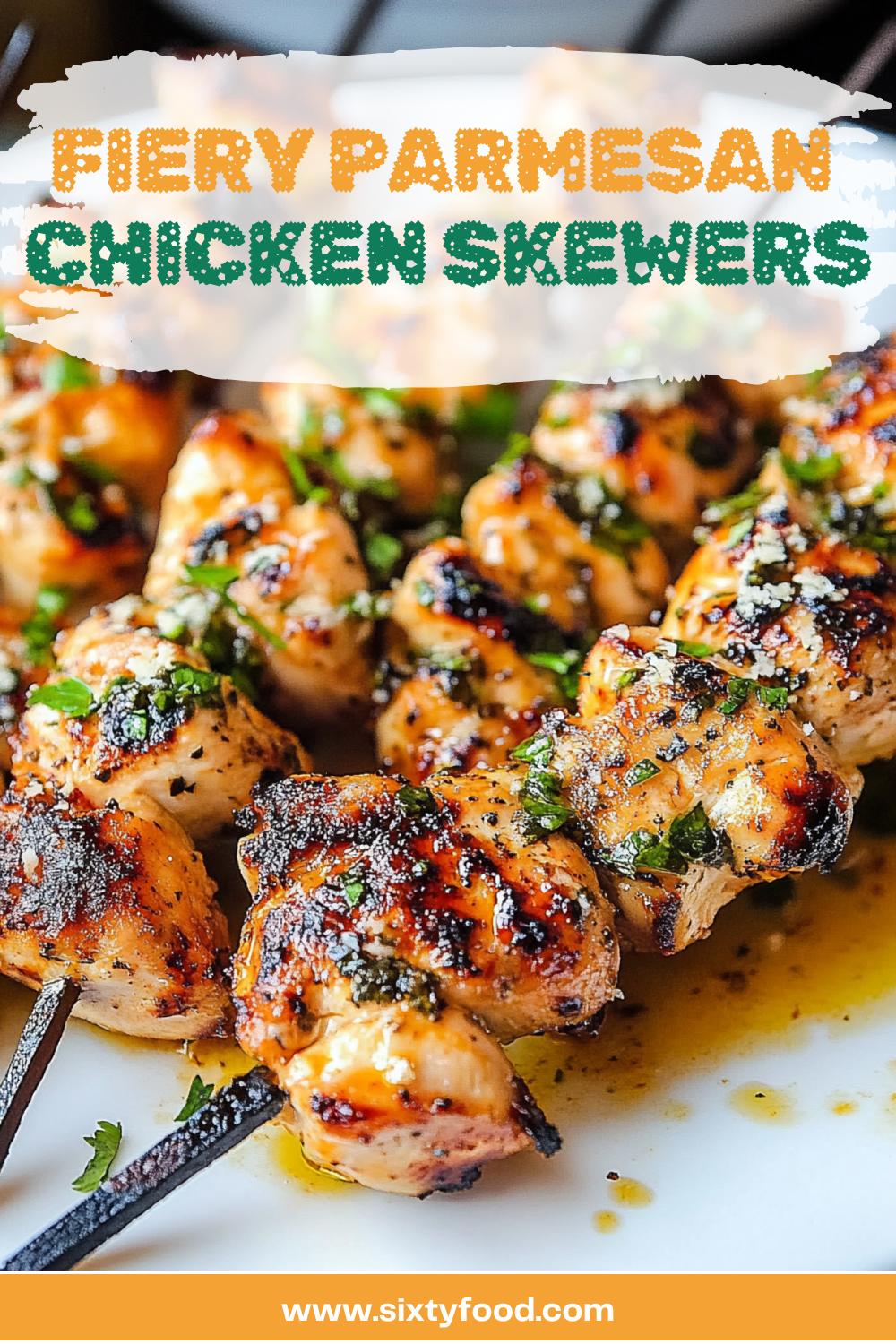 Seasoned chicken chunks ready to skewer