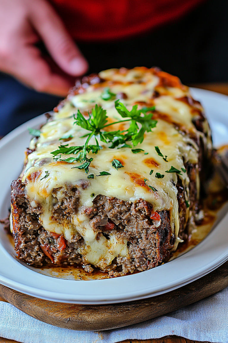 Hearty Cheesesteak Meatloaf Fresh from the oven