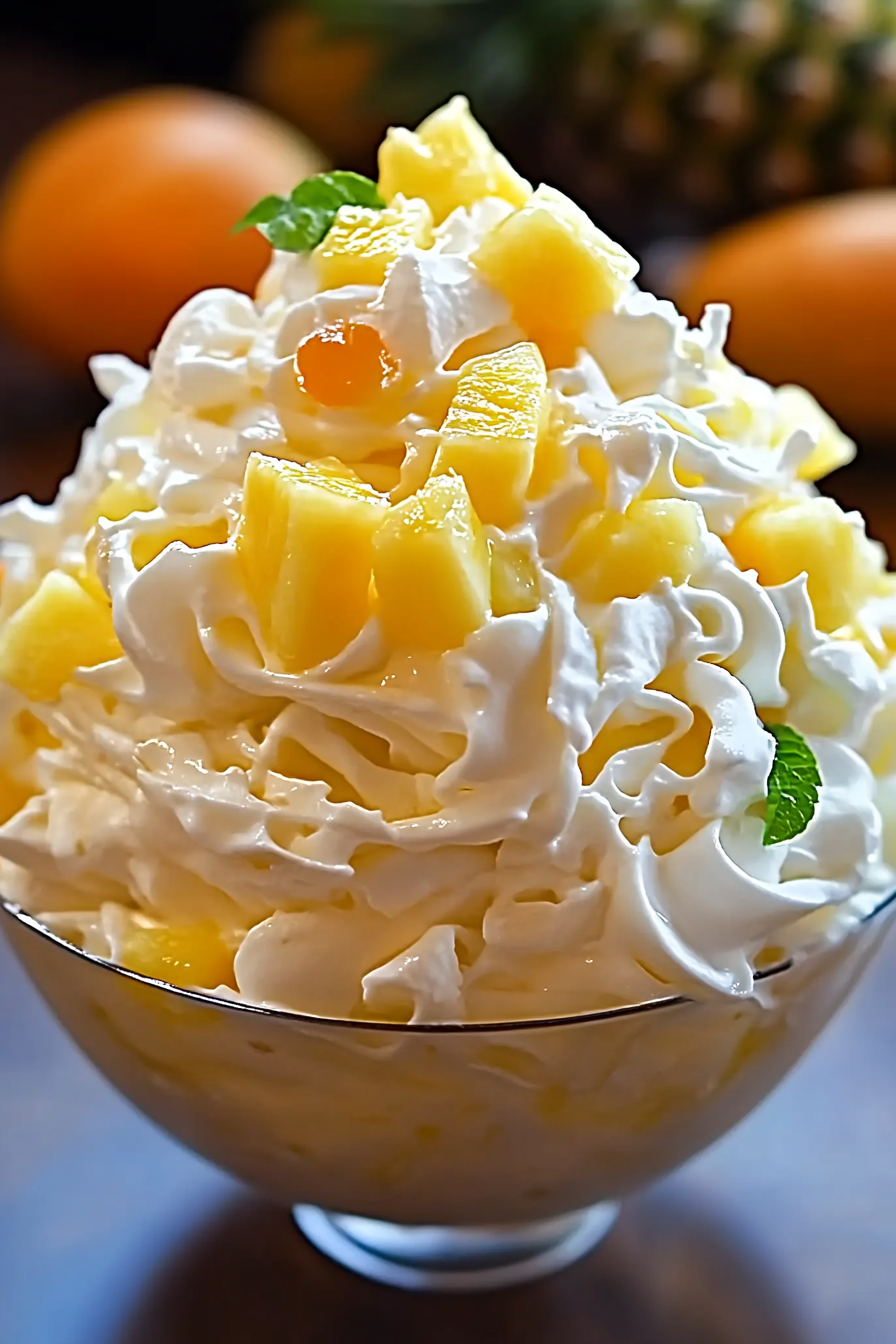 Mixing whipped topping in bowl