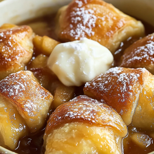 Finished Rustic Apple Dumplings with ice cream