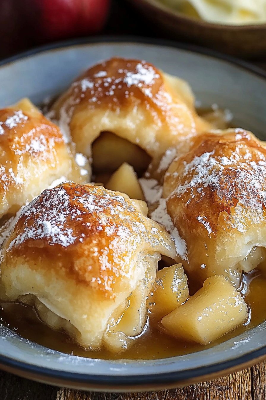 Wrapping apple slice in crescent dough