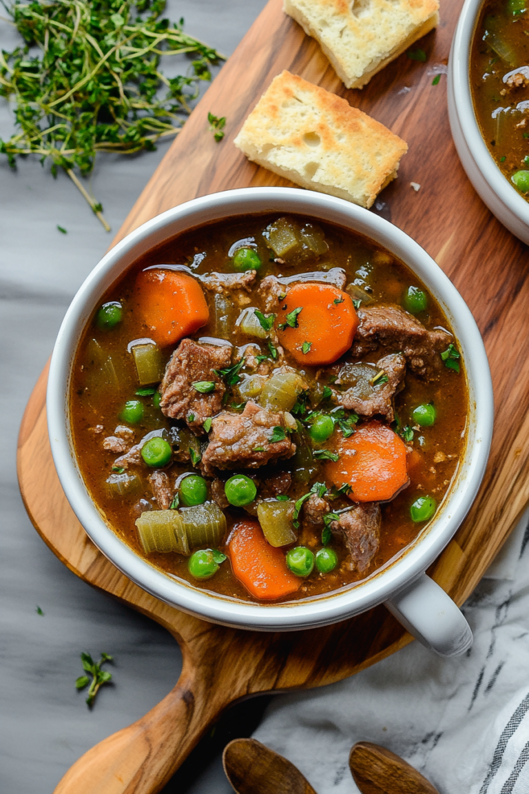 Baking dish filled with beef and veggies "Secret Beef Stew"