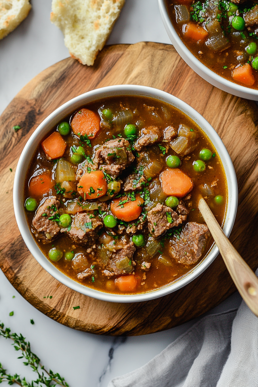 Foil-covered dish fresh from oven "Hidden Beef Stew"