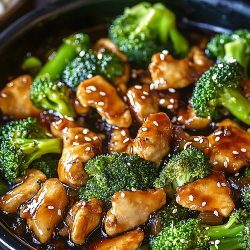 Fresh Sizzling Chicken Broccoli in a wok