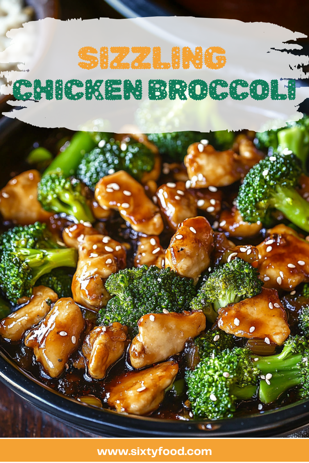 Fresh Sizzling Chicken Broccoli in a wok