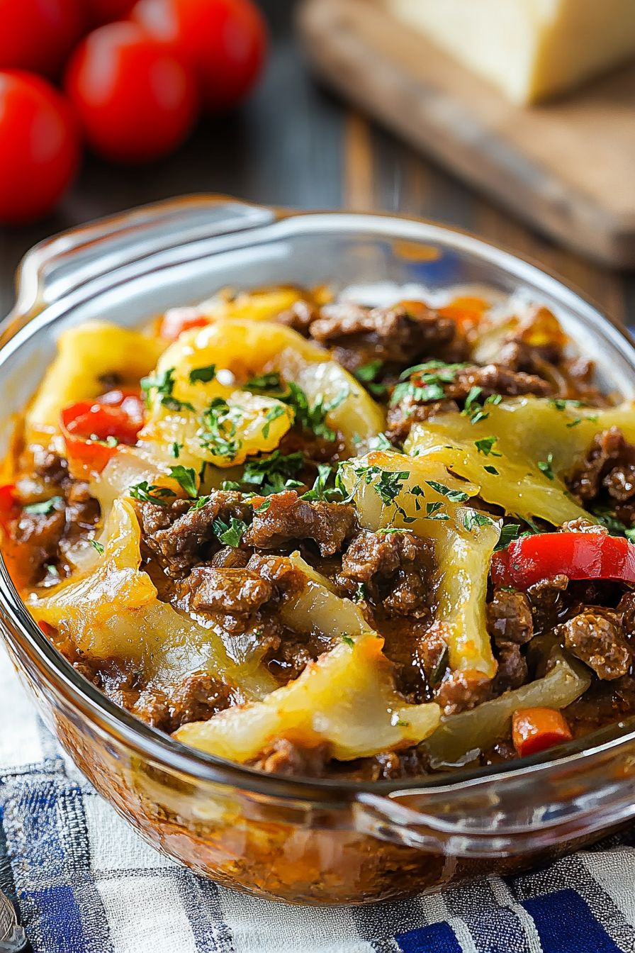 Ready-to-bake beef casserole in oven